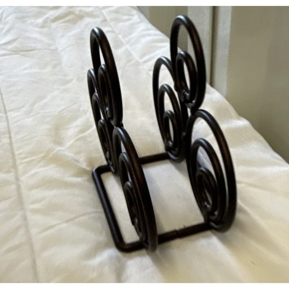 Scroll Swirl Decorative Napkin‎ Letter Holder Brown Bronze Metal Decor